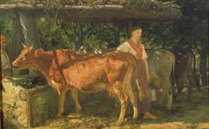 Tre mucche che si nutrono, 1860